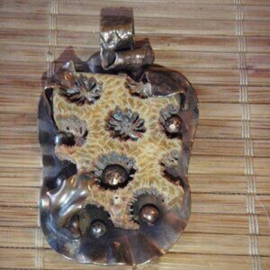 Vintage 60's Brutalist Jack Boyd Era Copper with Fossil Spores Petrified Wood